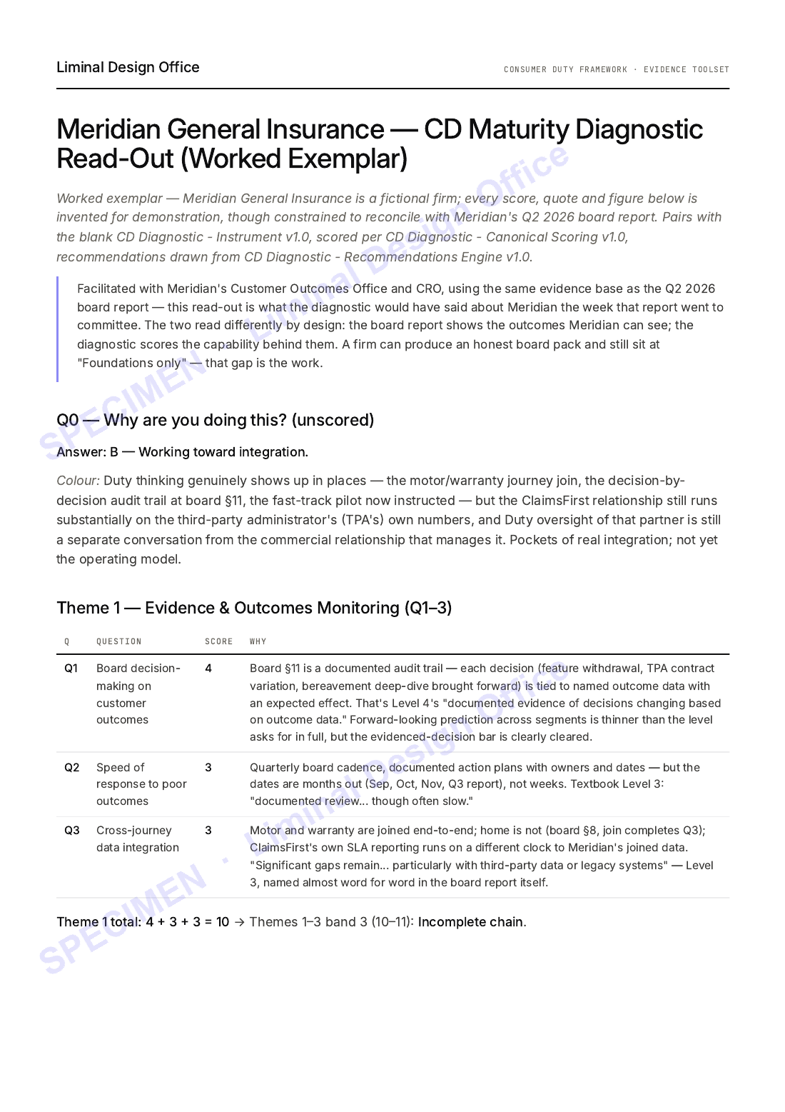 Diagnostic Read-out (worked example)