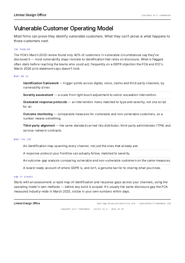 Vulnerable Customer OM — one-pager